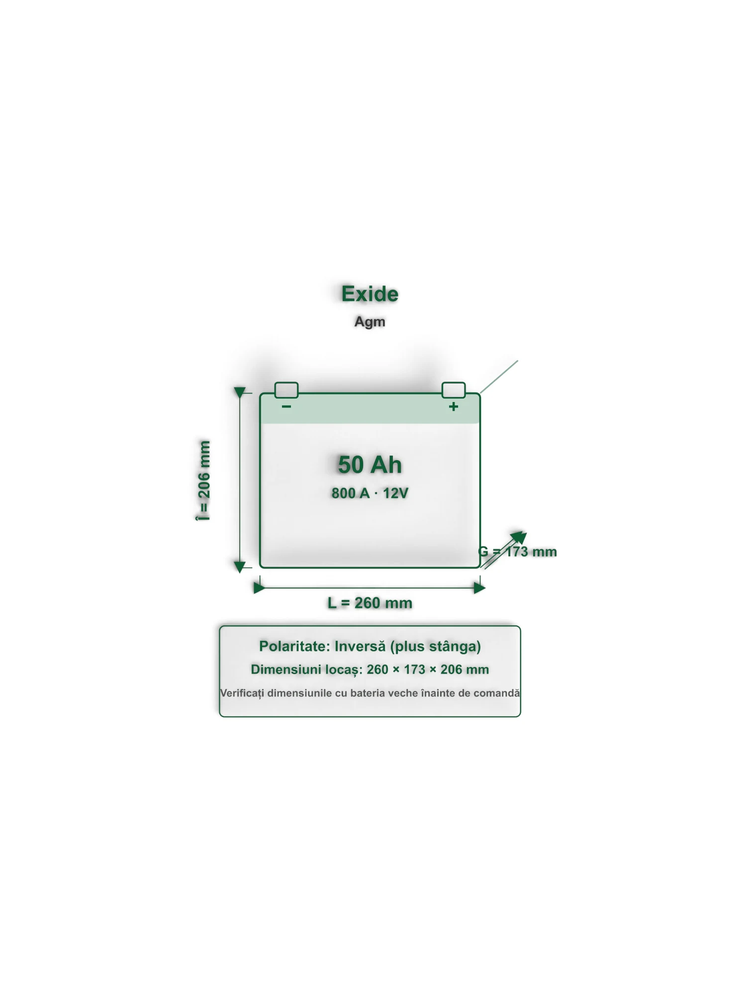 Acumulator Exide 50Ah 800A