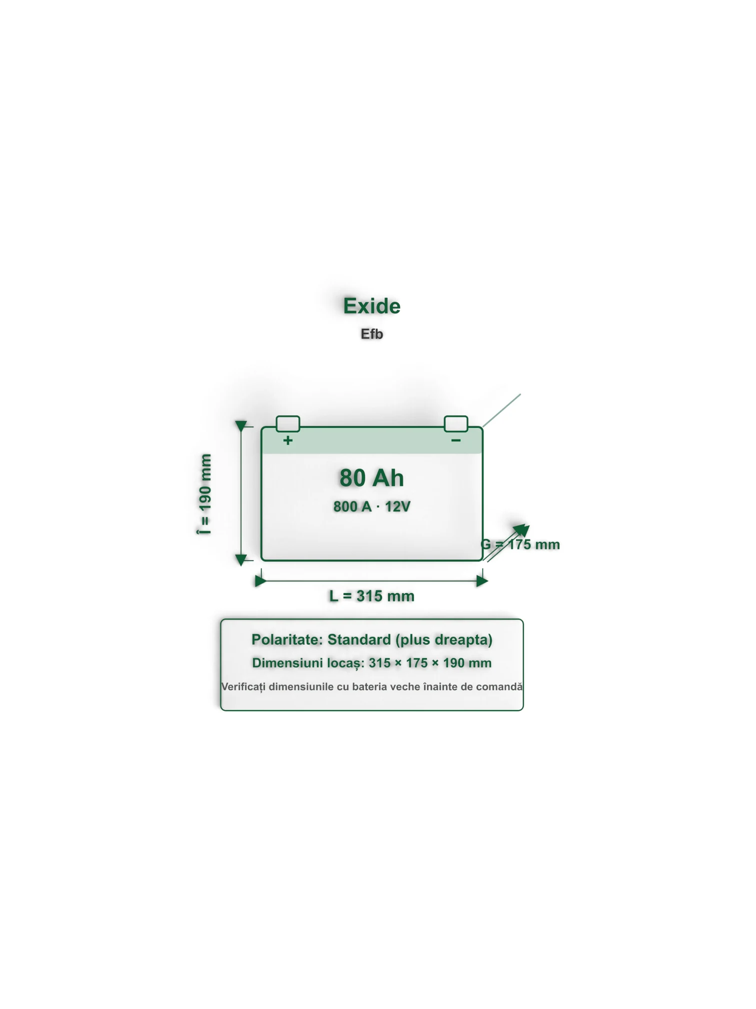 Acumulator Exide 80Ah 800A