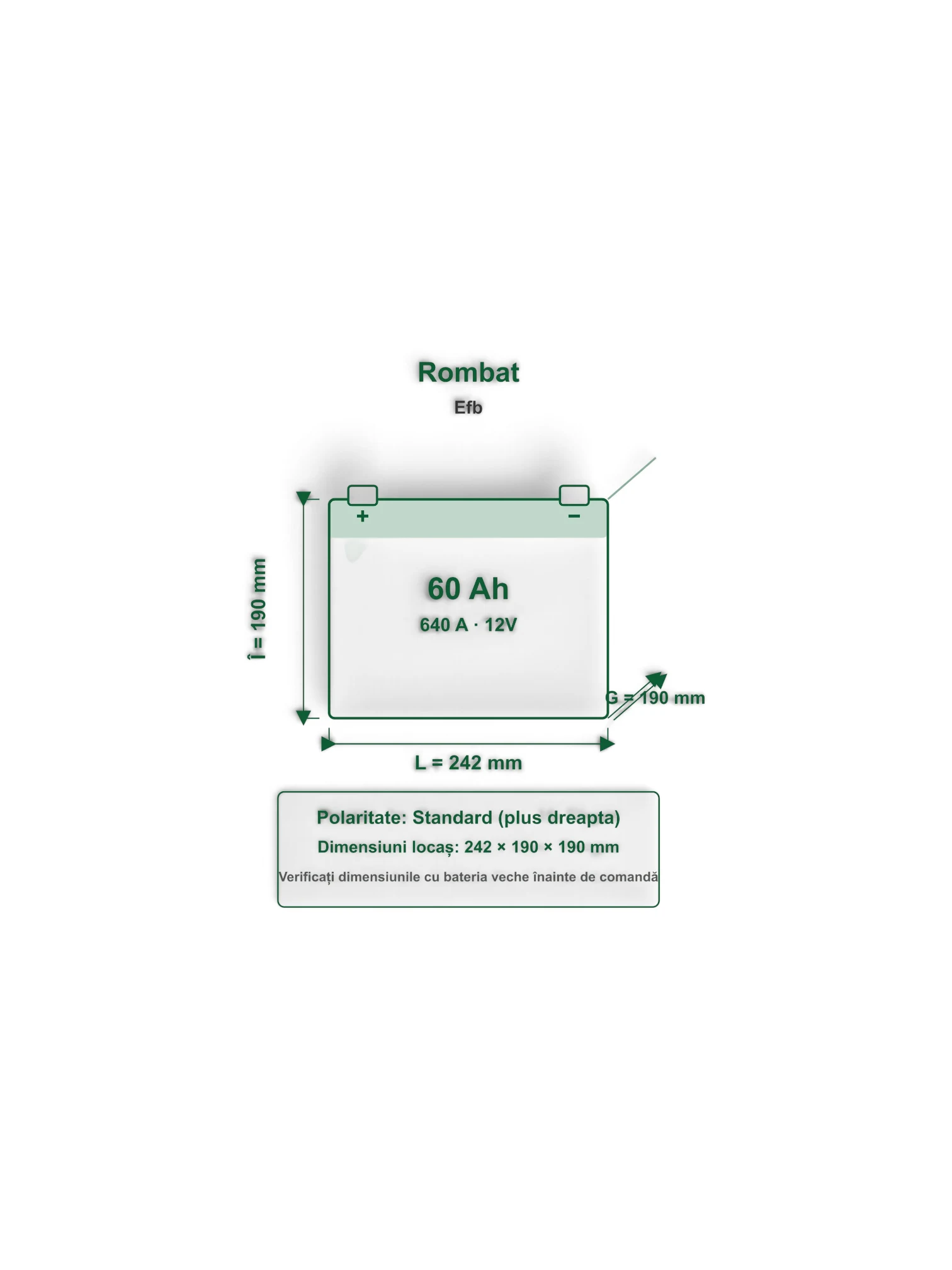 Acumulator Rombat 60Ah 640A
