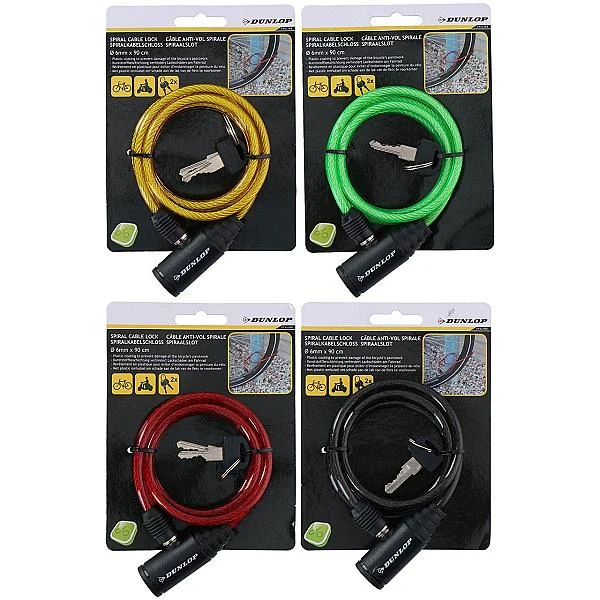Antifurt bicicleta cu cablu spiral si cheie Dunlop