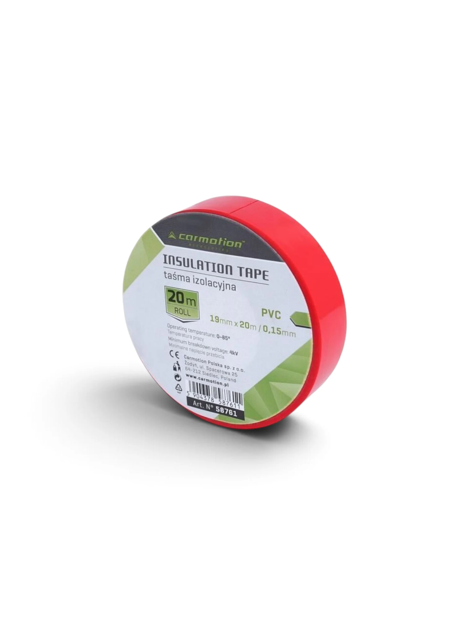 Banda izolatoare rosie, 20m, 0.15mmX19mm, 58761 Carmotion
