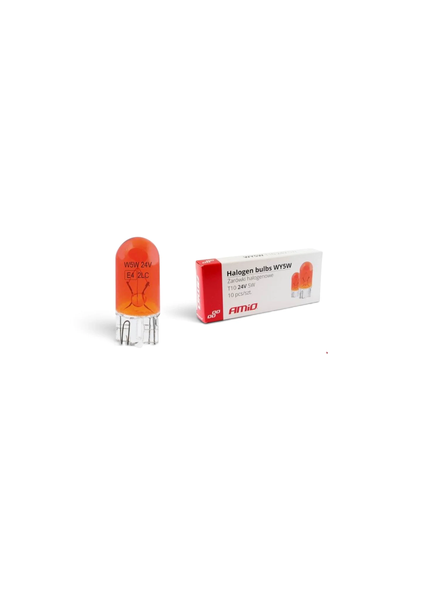 Bec soclu sticla 24V/5W, W5W -T10, galben, 01001 Amio