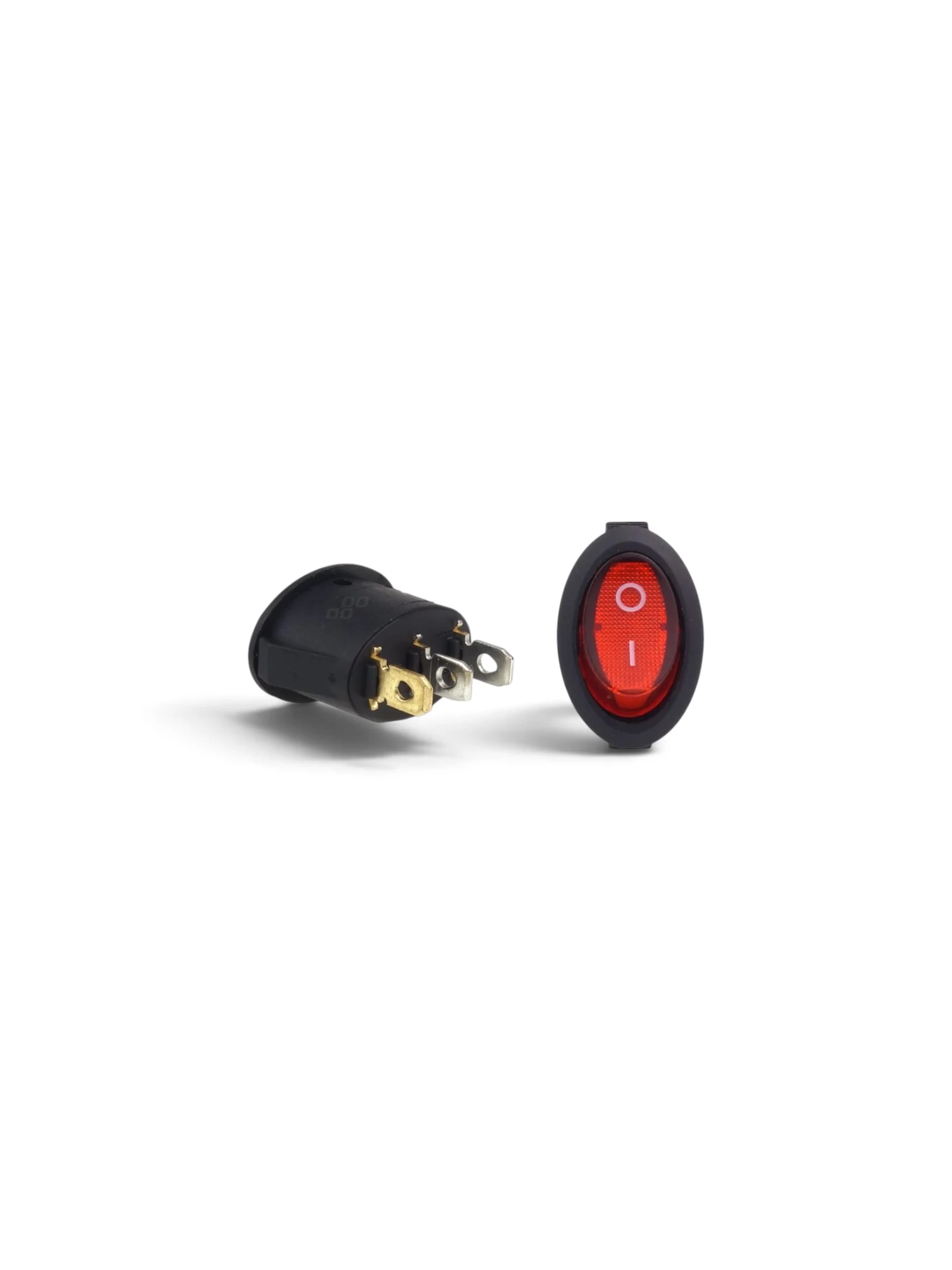 Buton basculant eliptic ON/OFF, 1 faza cu LED rosu, BU02 02461 Amio