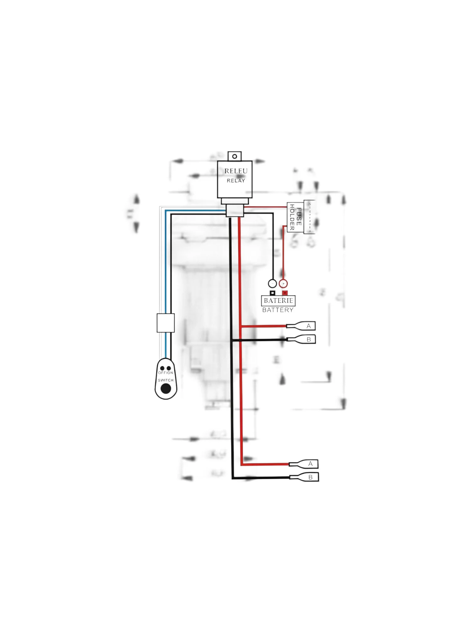 Cablaj electric pentru 2 proiectoare, 3m, cu intrerupator Led si releu 12v 40A, TT.A90