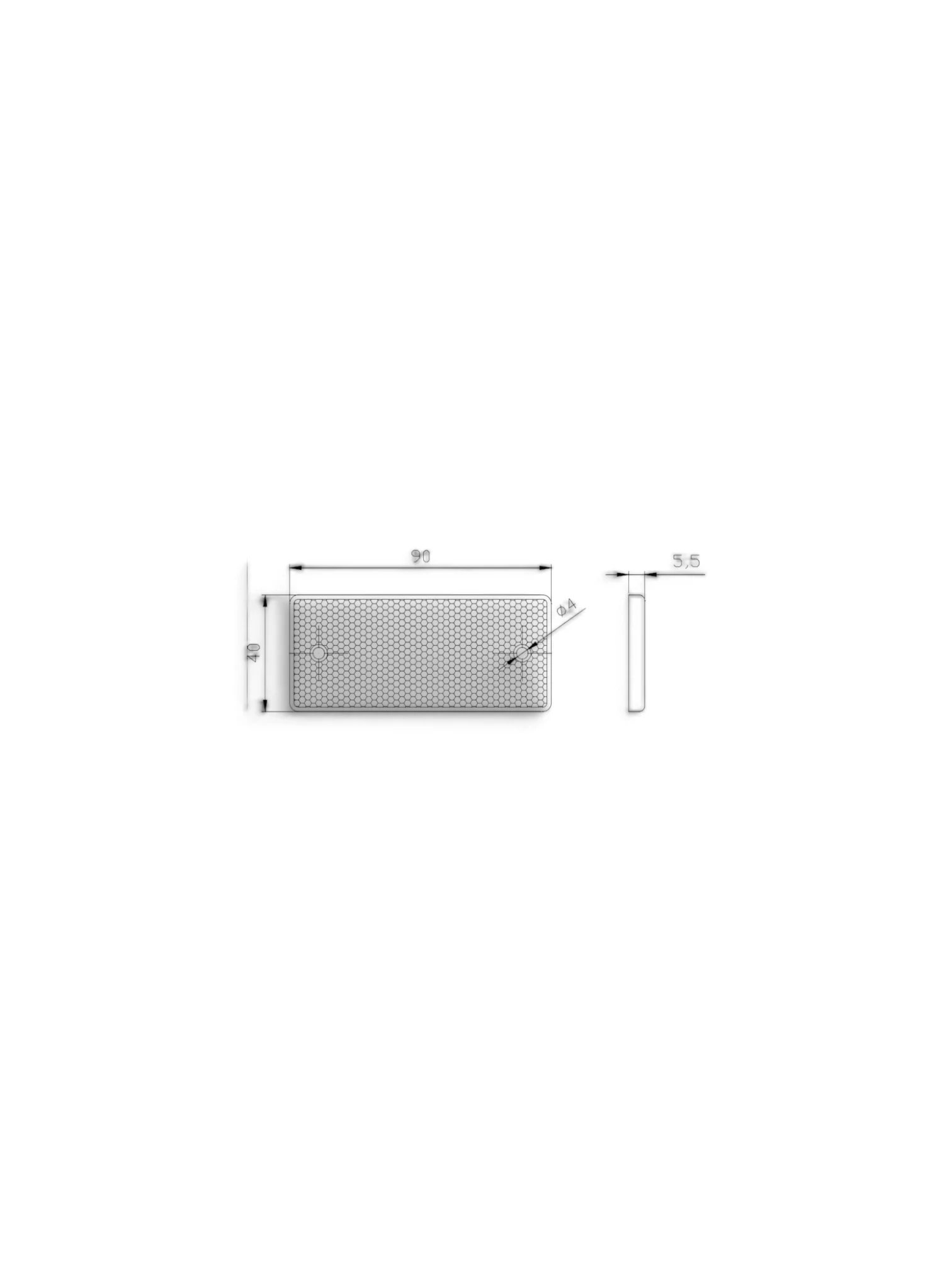 Catadioptru dreptunghiular cu gaura galben 90x40 DOB-034-Z Fristom