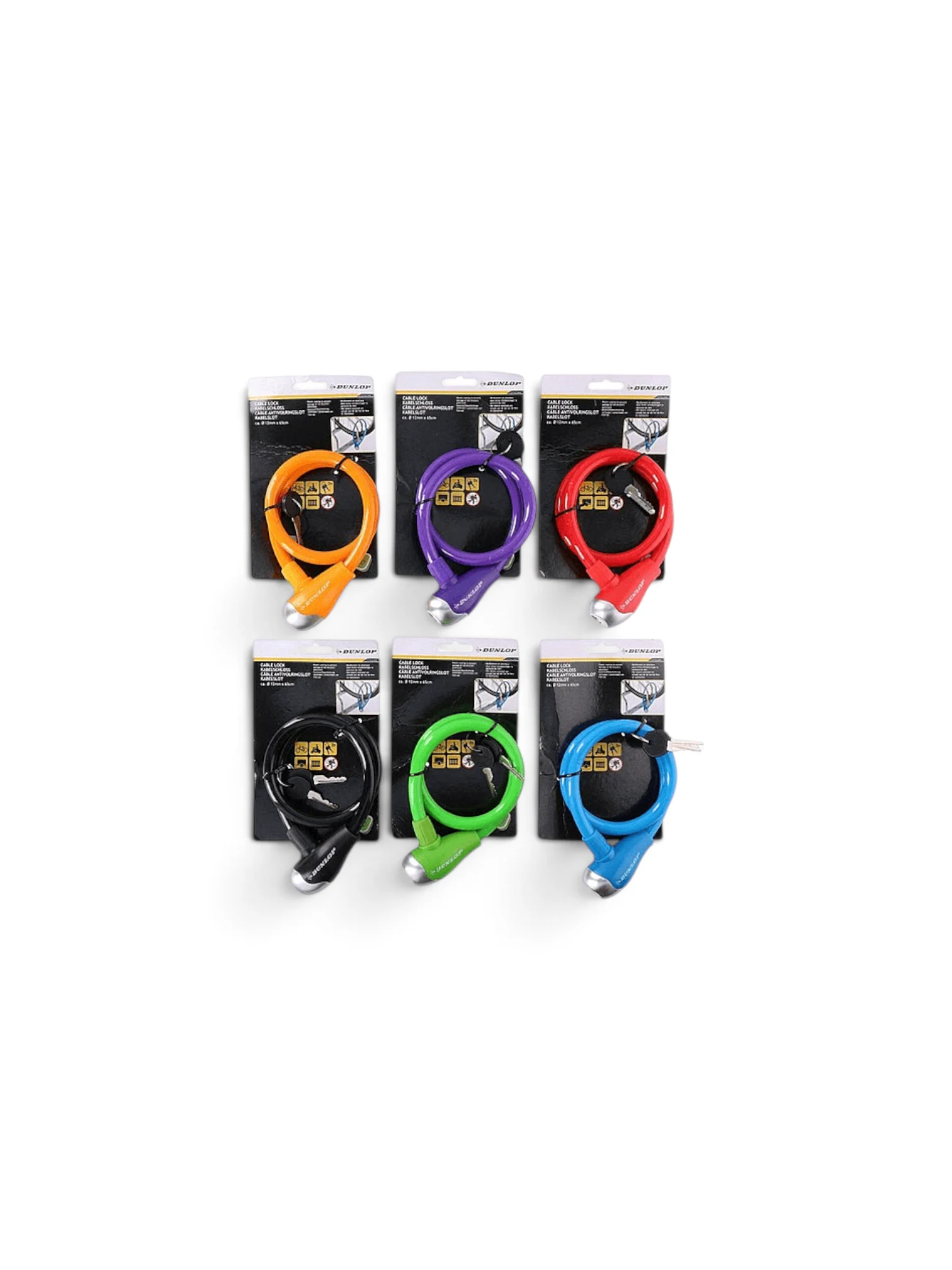 DUNLOP CABLU ANTIFURT BICIC. CU CHEIE 65CM 6CULORI