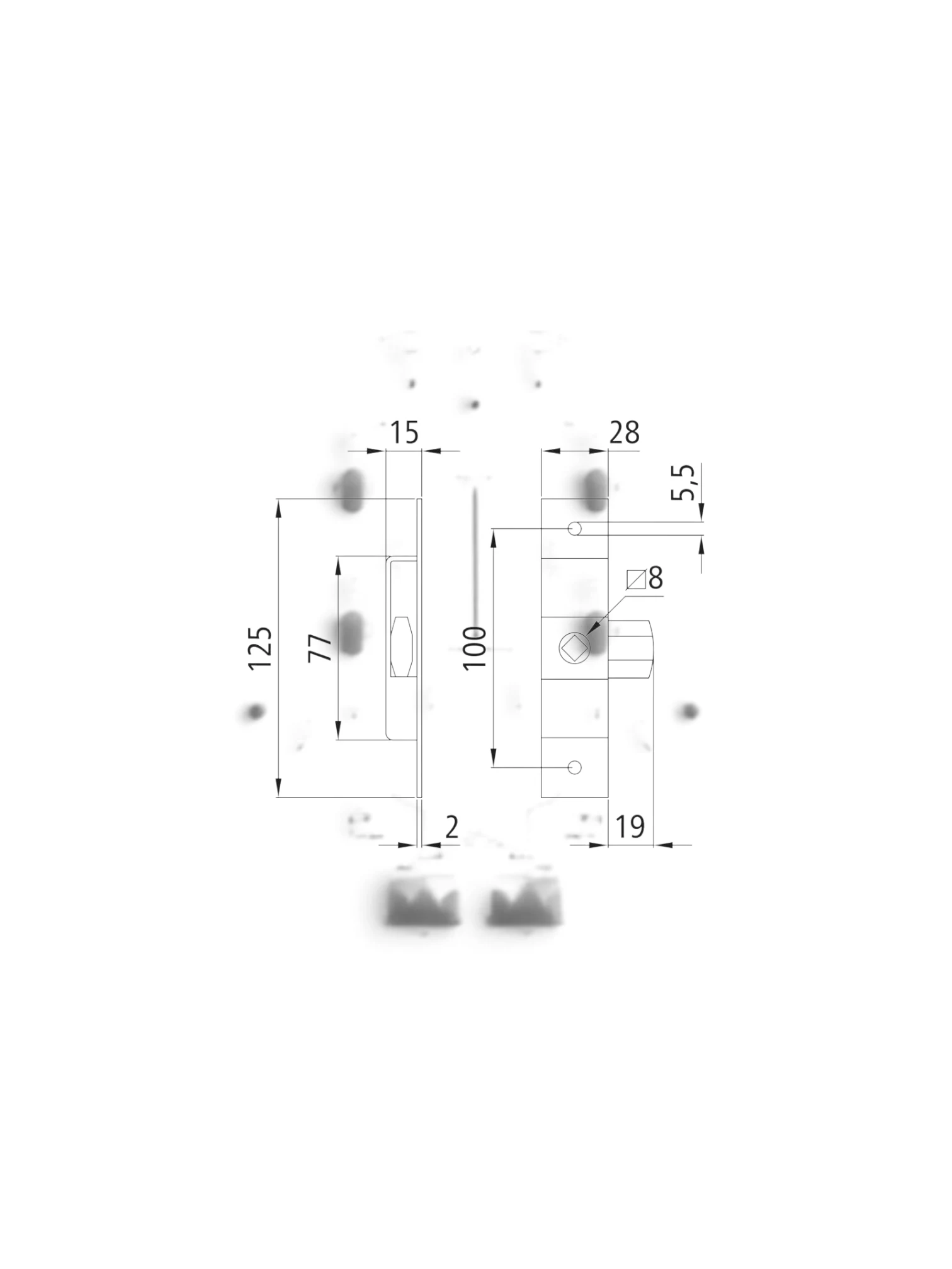 Incuietoare cu limba, galvanizata, 125x25, blocator cutie comanda, SUER 215102420 I@ CARGO-E134