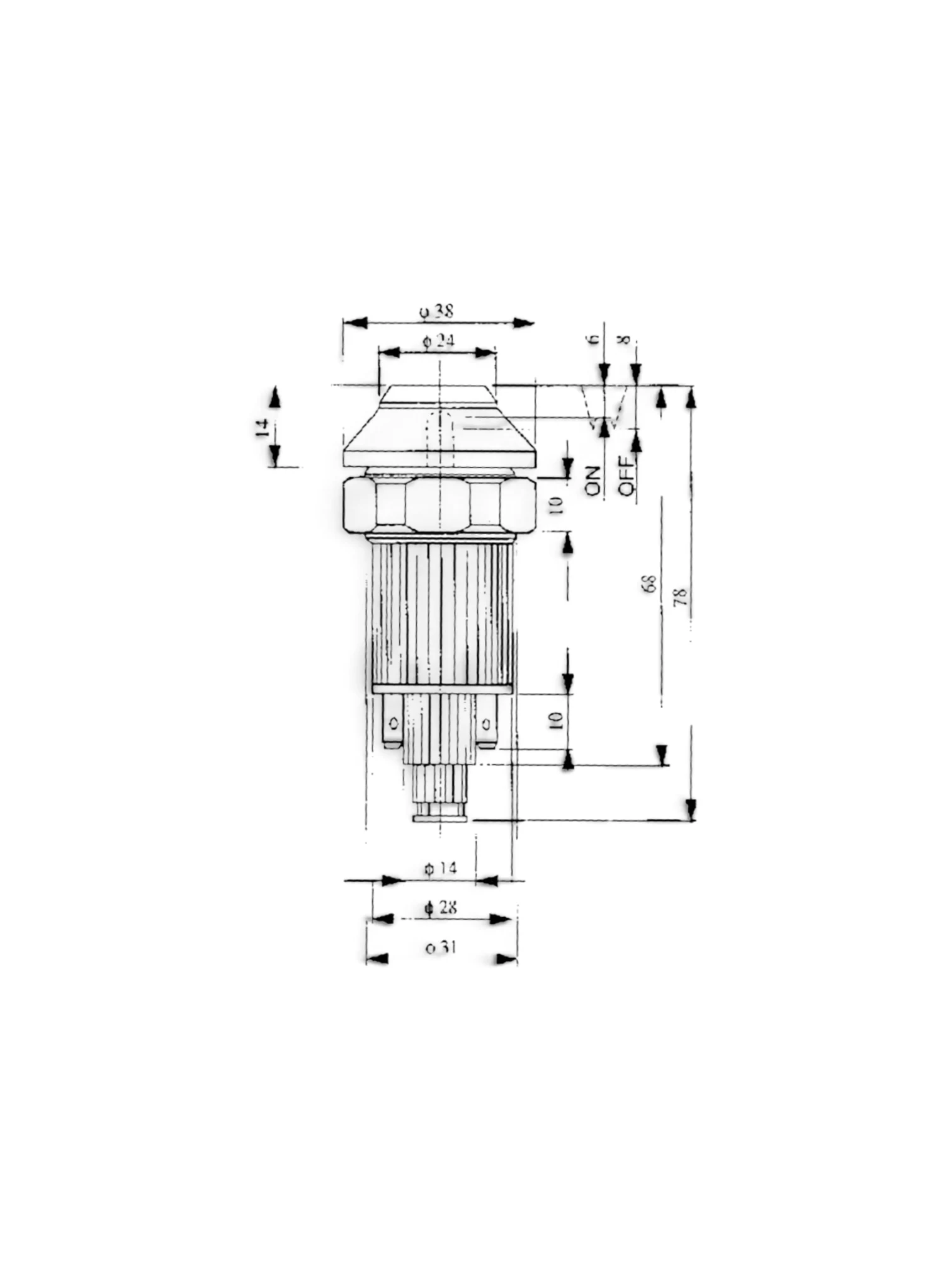 Intrerupator lumina avarii 12V, 7 pini, rotund, Case, MF, Deutz, Fend 0117748 BK SS78