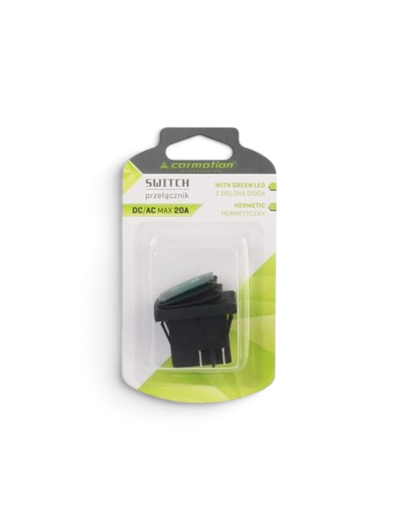 Intrerupator ON/OFF cu LED verde, ermetic Carmotion 86541