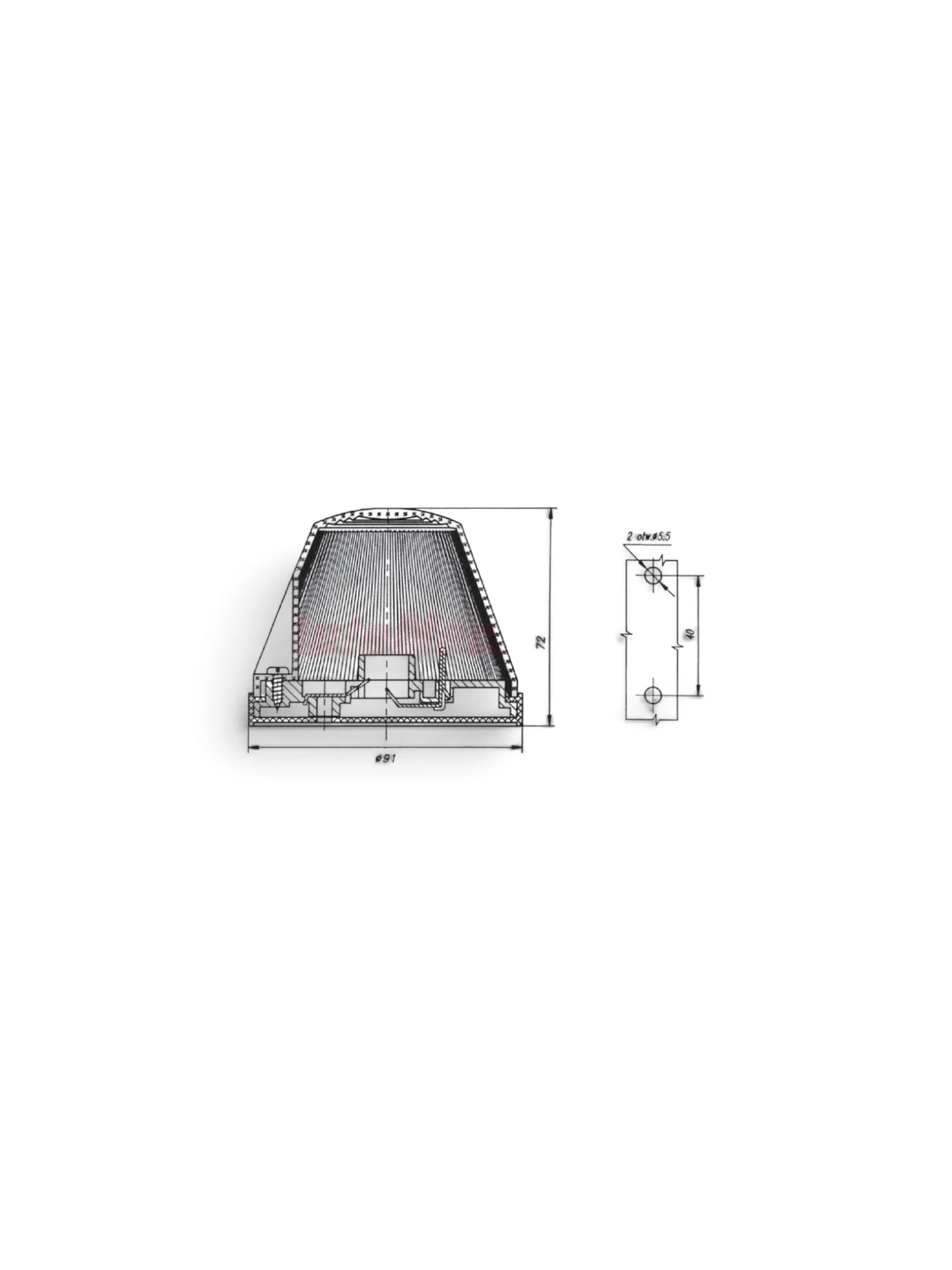 Lampa gabarit fi91, lampa semnalizare, bec P21W, galbena, 12-24V, W93 17 Was