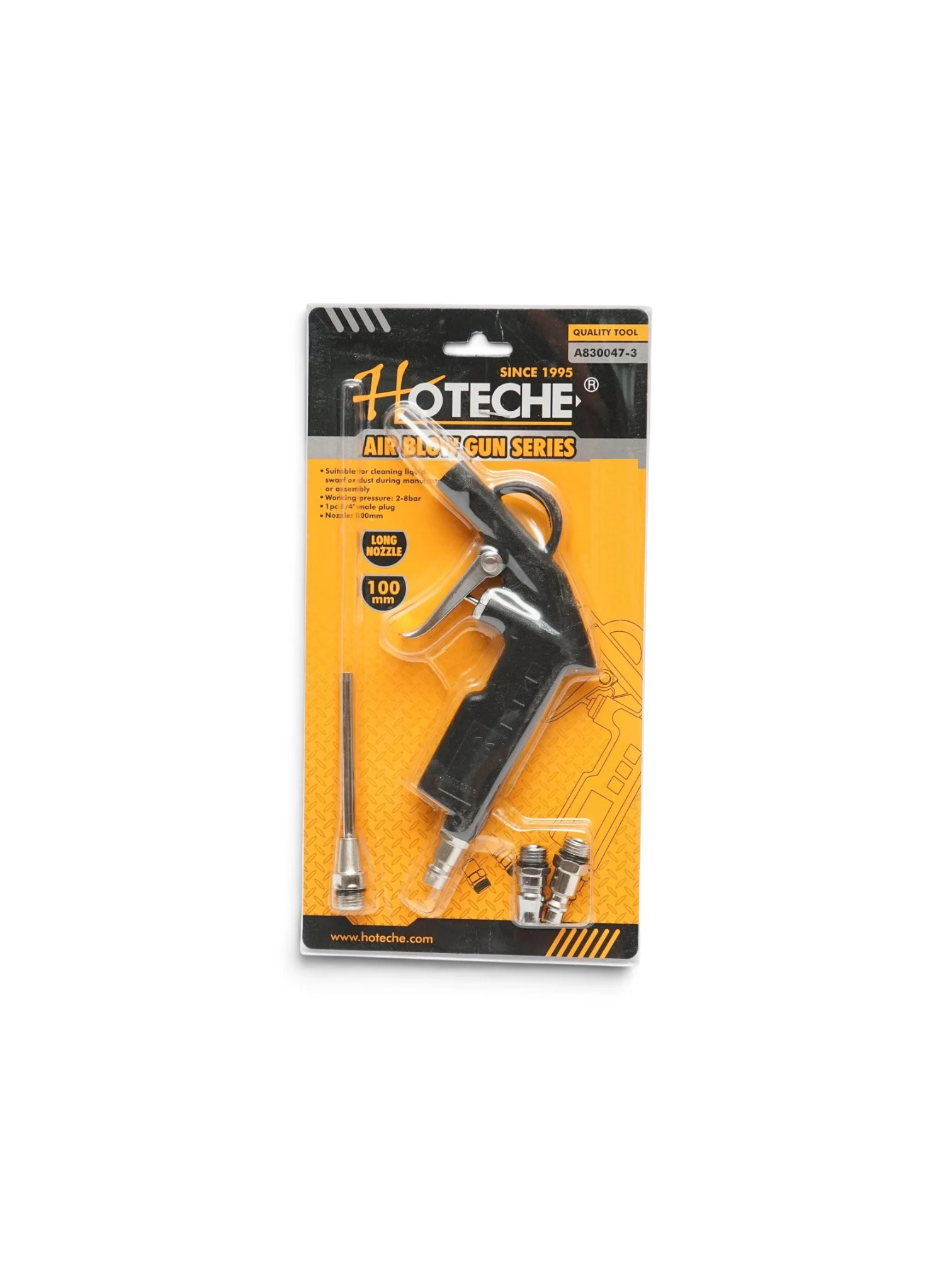 Pistol suflat aer comprimat, cabina, tija 10cm, cu 2 adaptoare, A830047-3, BK92687, Hoteche