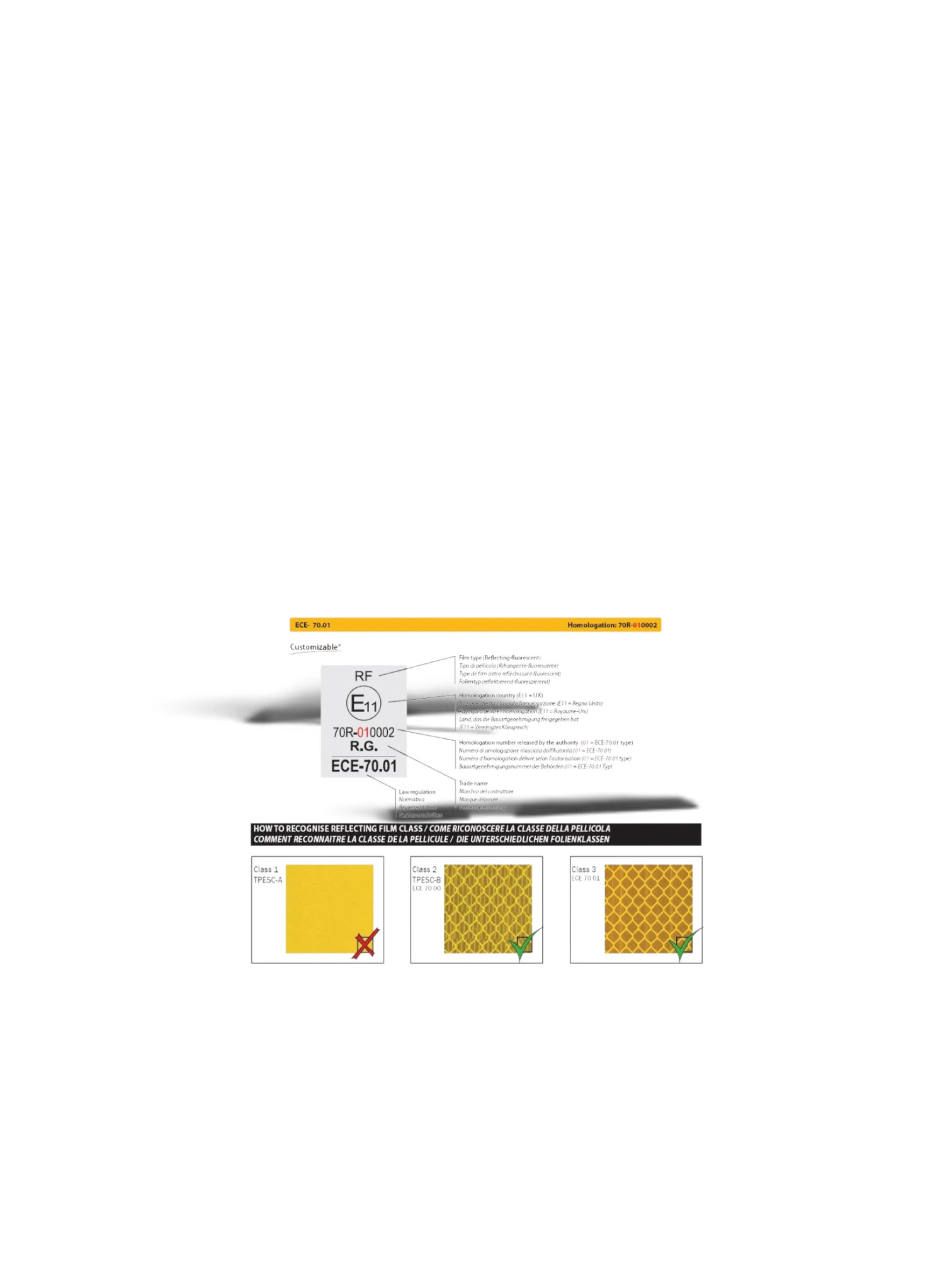 Placa reflectorizanta vehicul lung (in chenar) 565x200mm 4004MUK Reflex