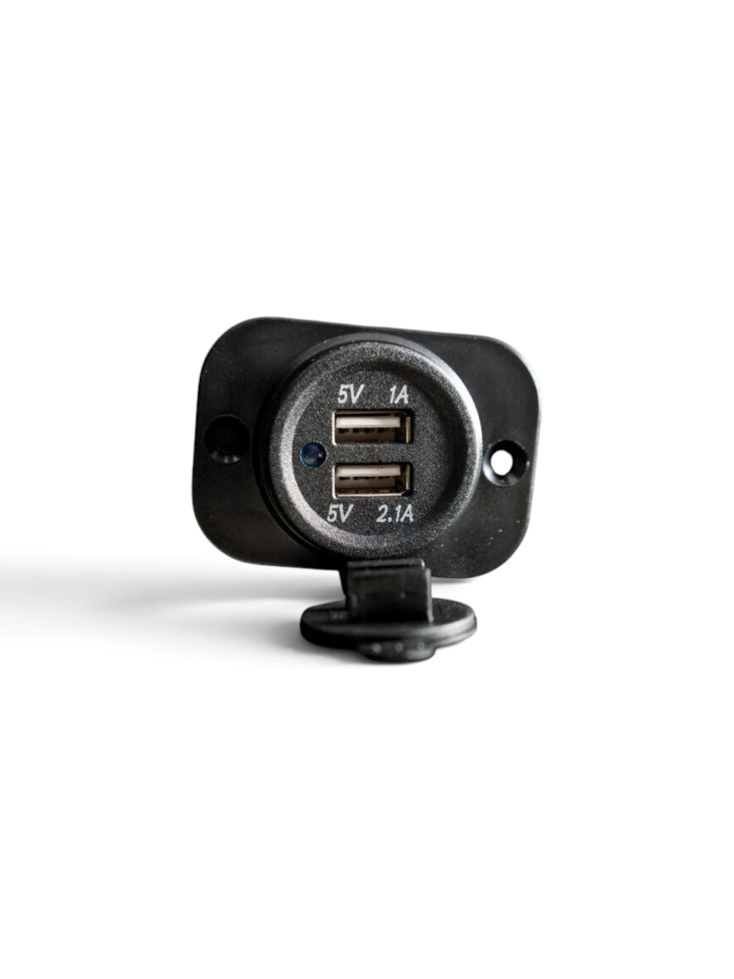 Priza cu 2 USB, incastrabila, cu LED albastru, 12-24V, 3.1A, cu panou montare, 63210 Carmotion
