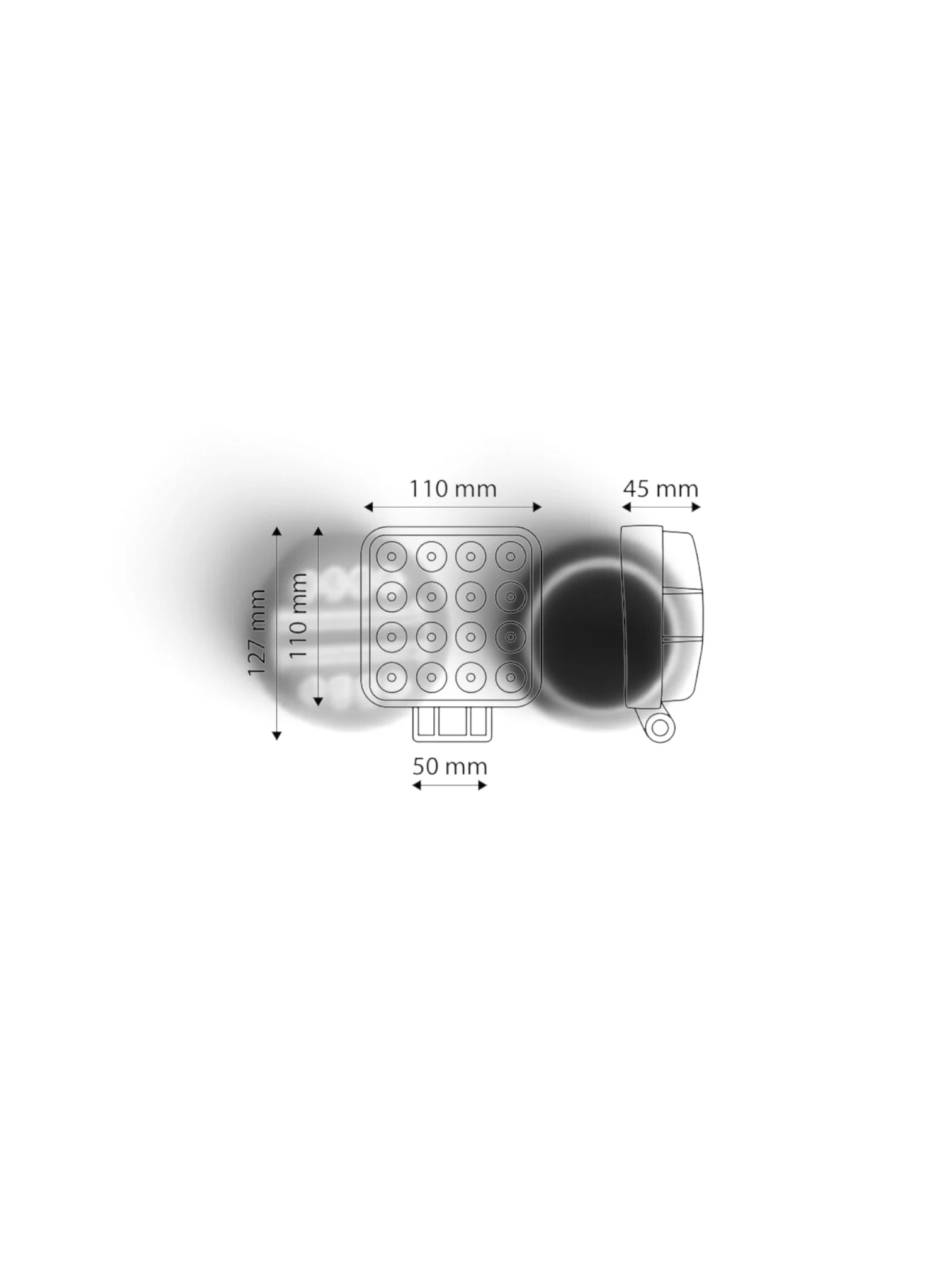 Proiector lucru 110x110, 16 LED-uri, 10-30V, 48W, 3400lm, flood, TT.13208