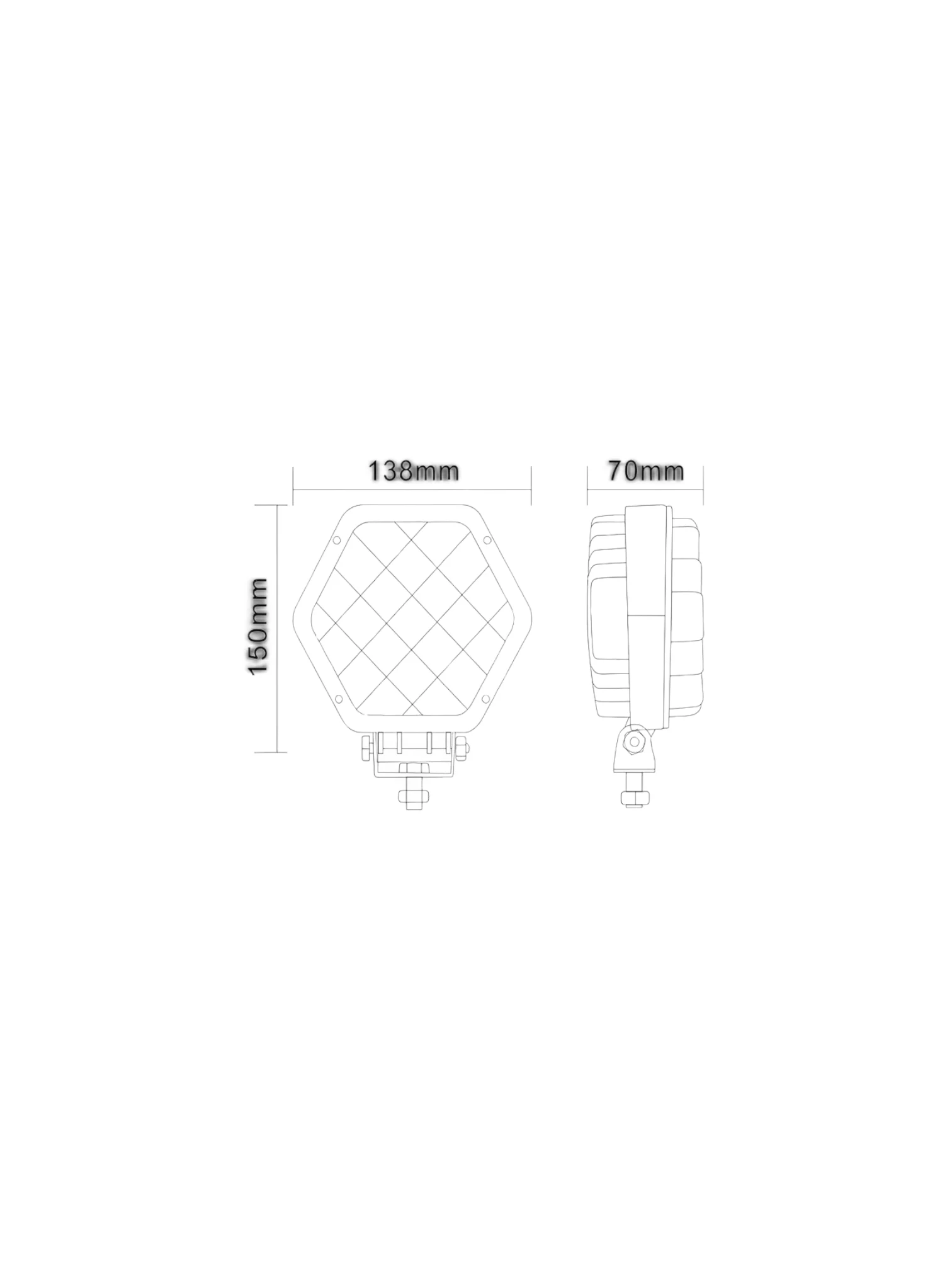 Proiector lucru 138x120, 16 LED-uri, 10-30V, 48W, 3400lm, cu grilaj, TT.13248S