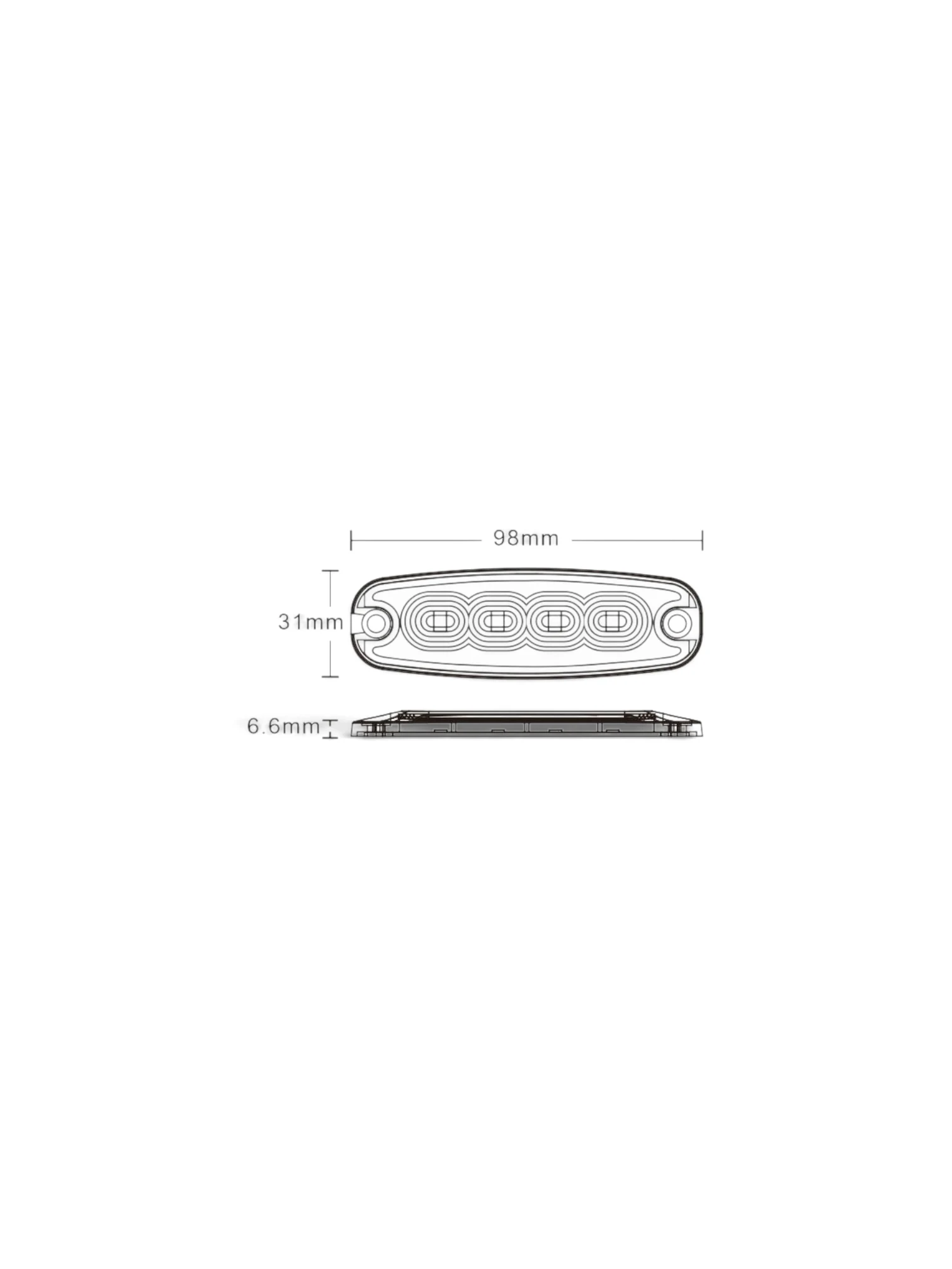 Proiector stroboscopic 4 LED-uri, 12-24V, 12W, galben, 98x31, Slim LW0037-2 TruckLed