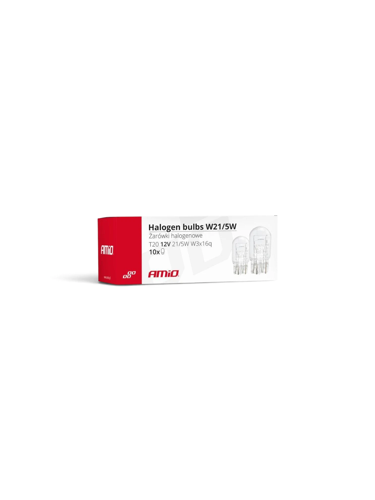 Set 10 bucati bec soclu sticla, 12V/21W/5W, W21/5W, T20, W3x16Q, 02552 Amio