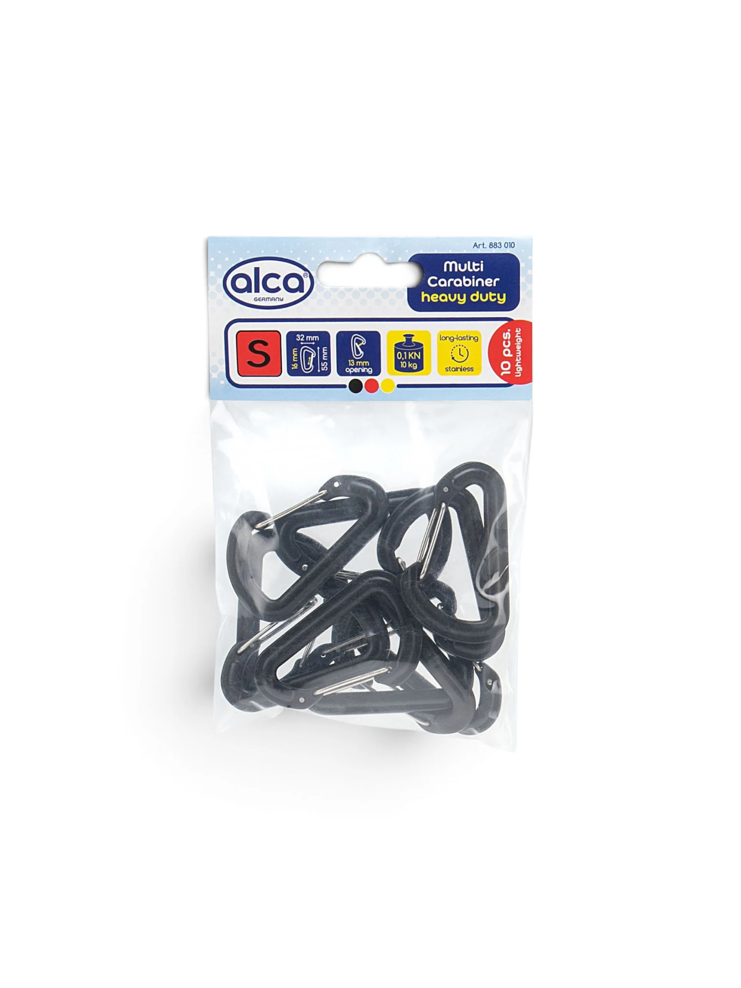 Set 10 bucati carabina 0.1KN, 10kg, 5.5x3.2cm, 883.01 Alca