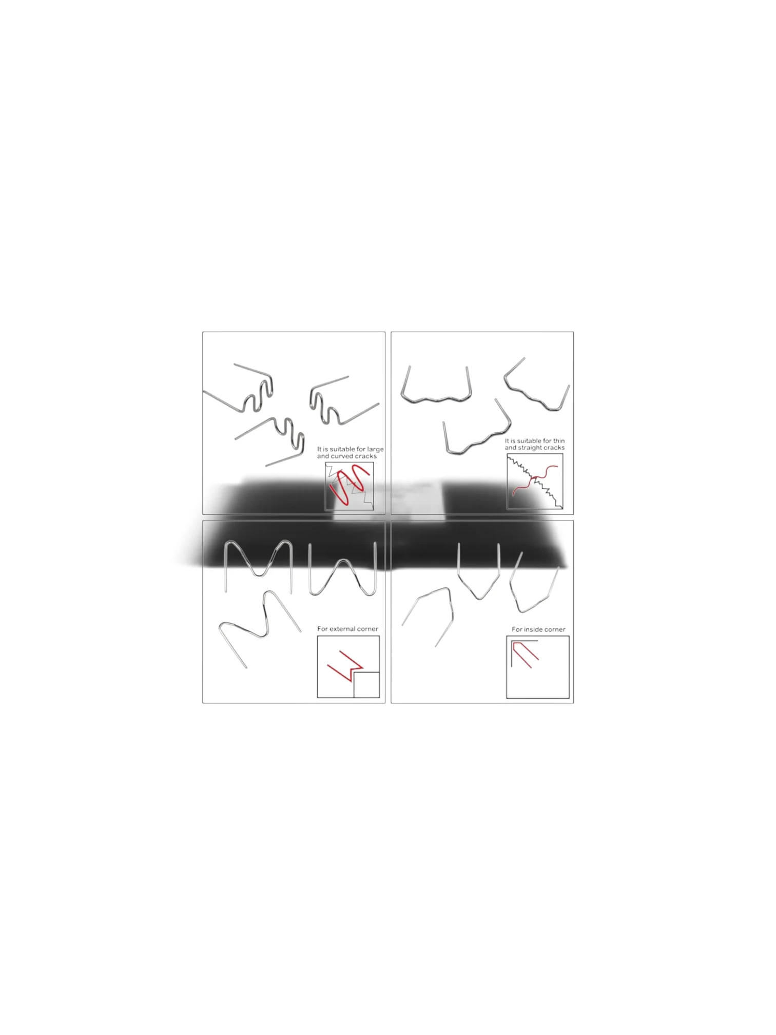 Set 100 cleme tip S, pentru pistol sudat-lipit plastic, crapaturi mari sau curbate, 0.6mm, K18028-6 Art