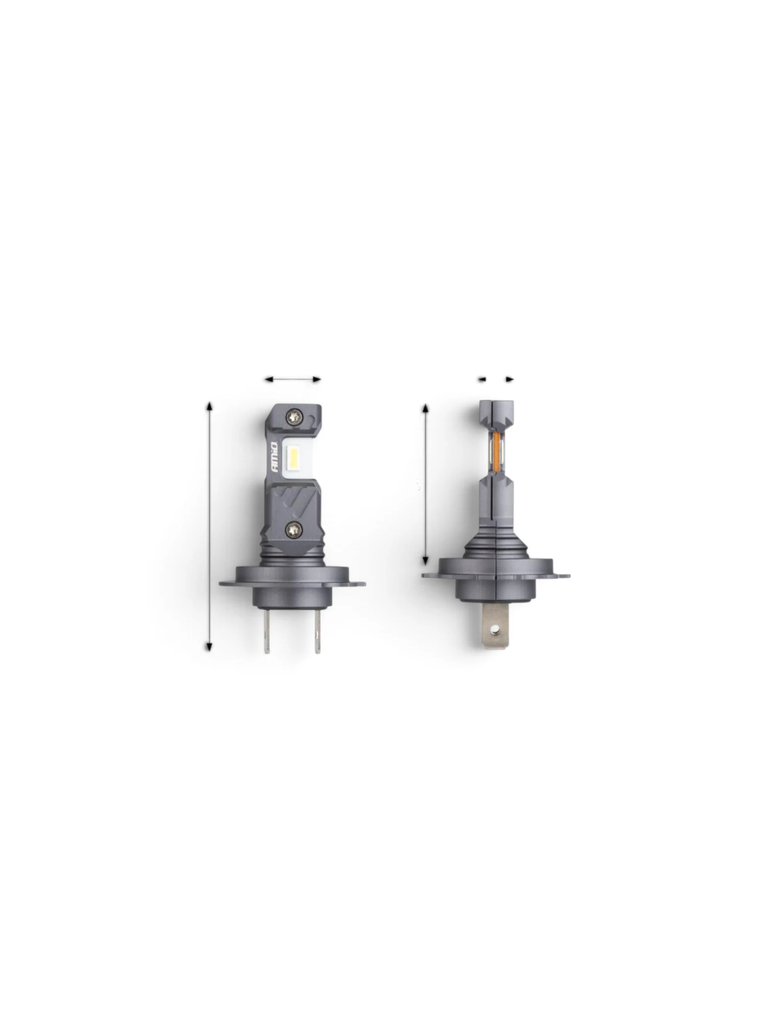 Set 2 becuri H7-H18, LED, 12V, 60W, 5600lm, 6000K, cu ventilator, Canbus, Hybrid 04115 Amio