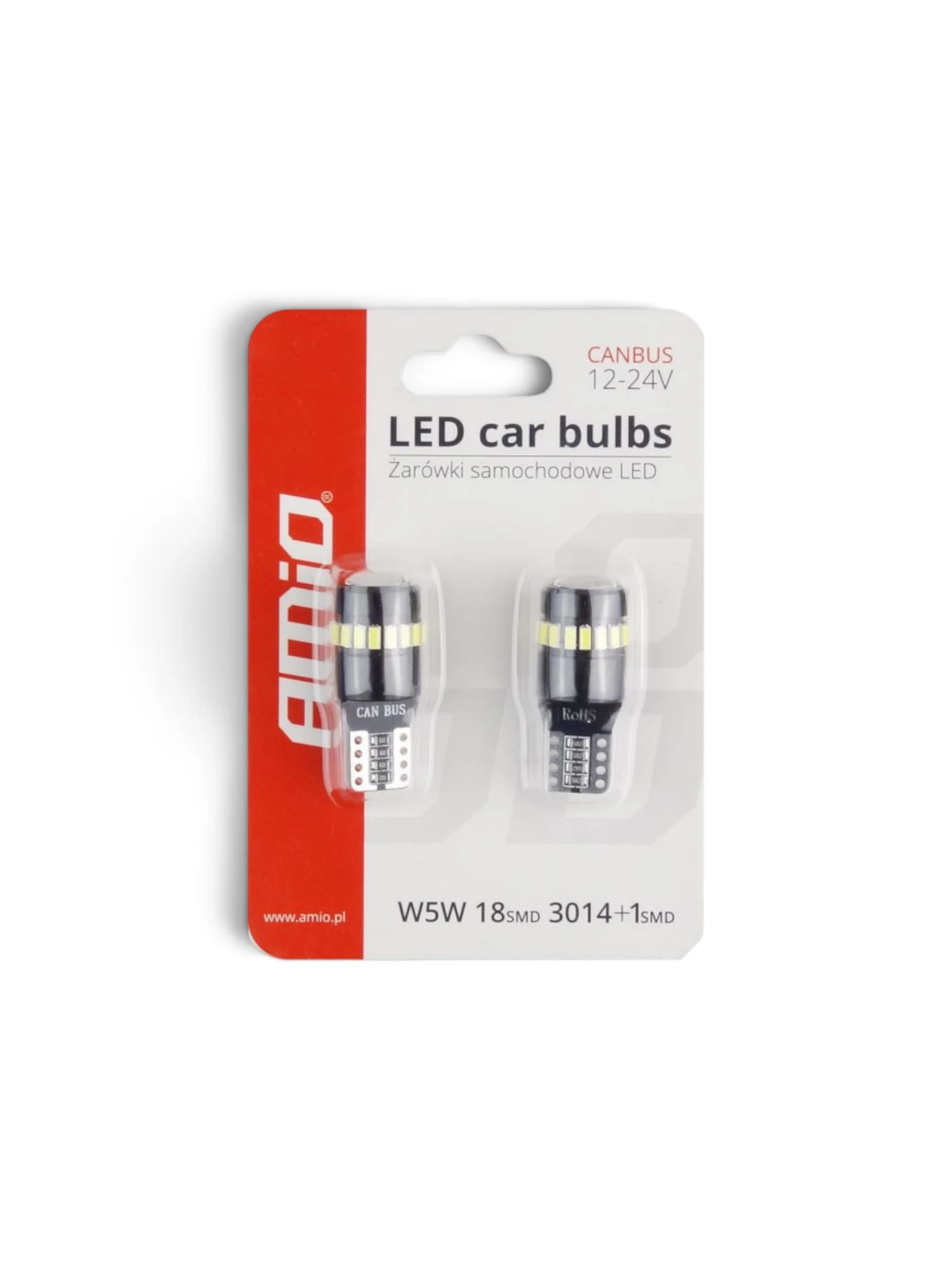 Set 2 becuri T10, 19 LED-uri tip SMD3014, 12-24V, W5W, cu LUPA CANBUS 02446 Amio