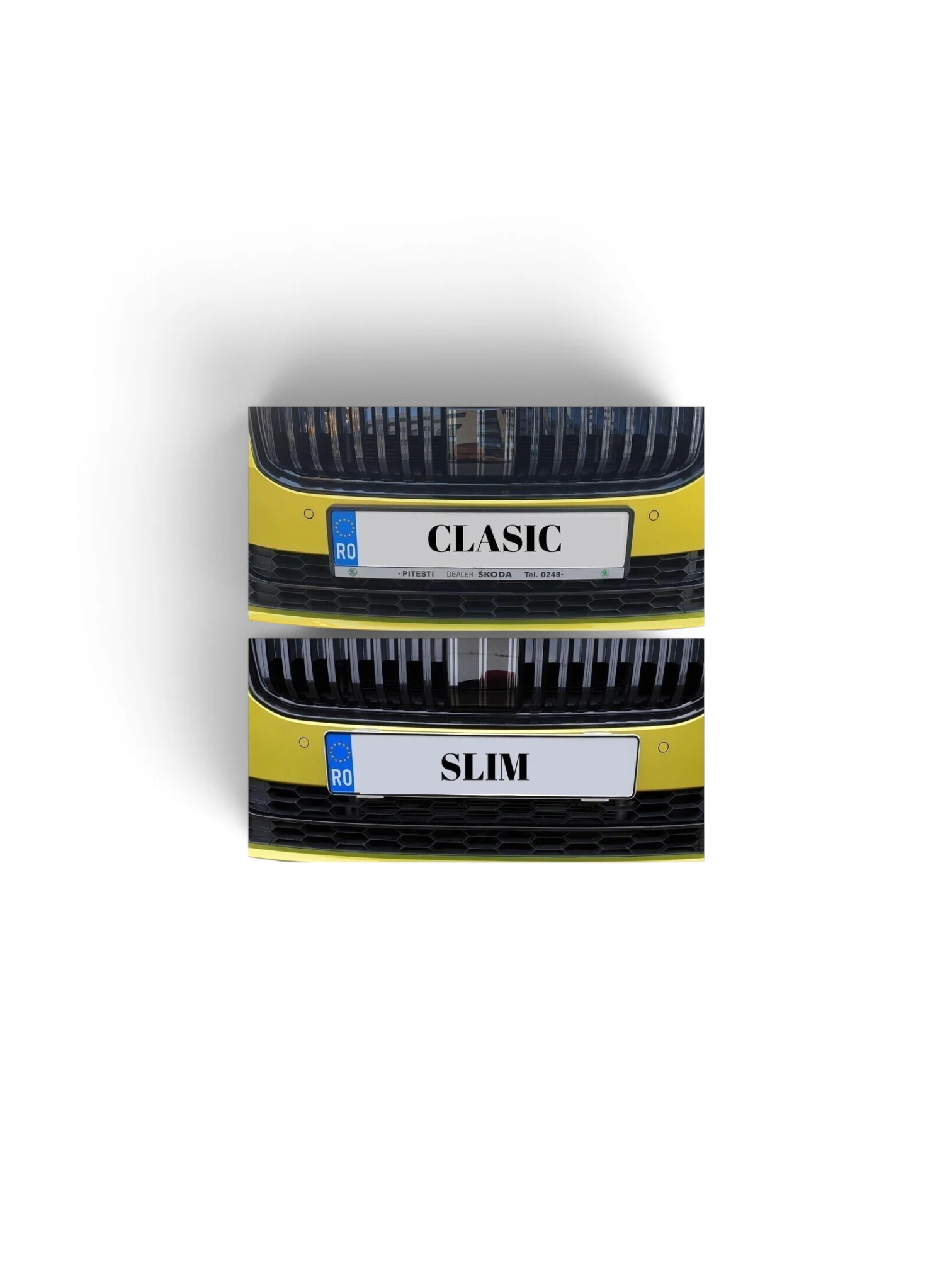 Set 4 suporti numar inmatriculare, slim, transparent, fara rama, Vns