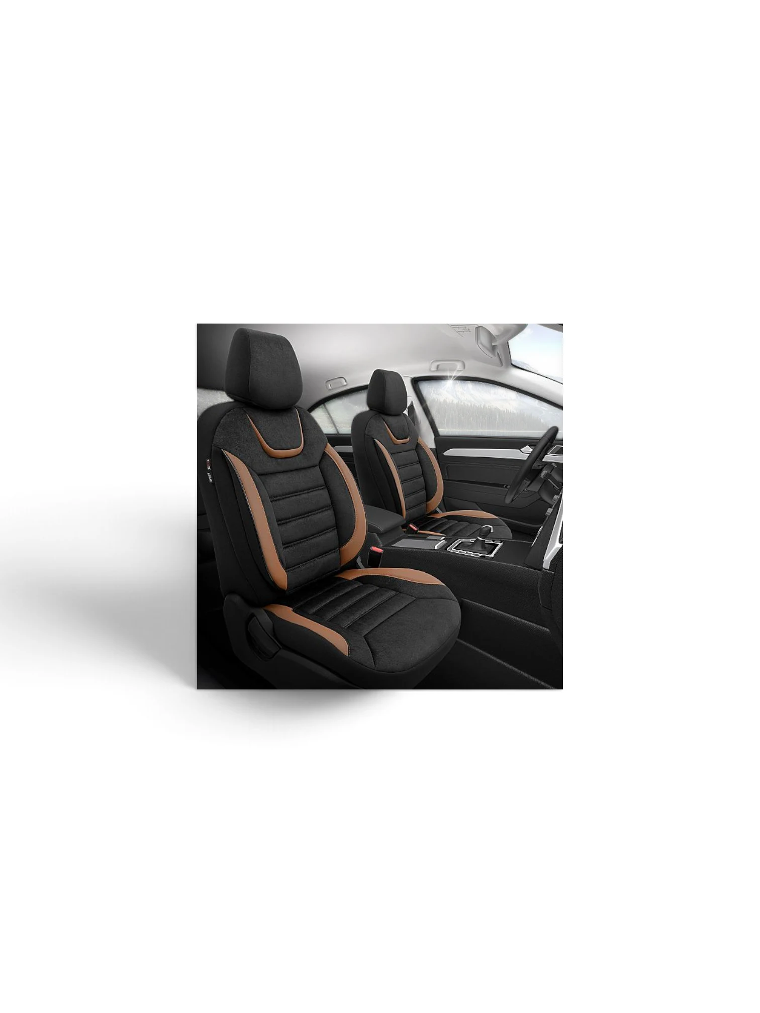 Set huse scaun Premium Iconic Alcantara Negru-Brun Otom