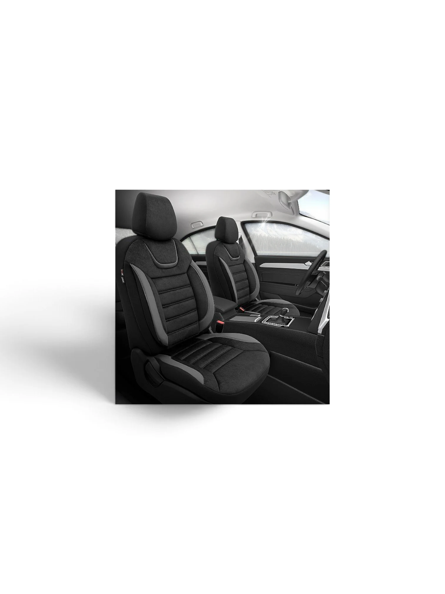 Set huse scaun Premium Iconic Negru-Gri Otom