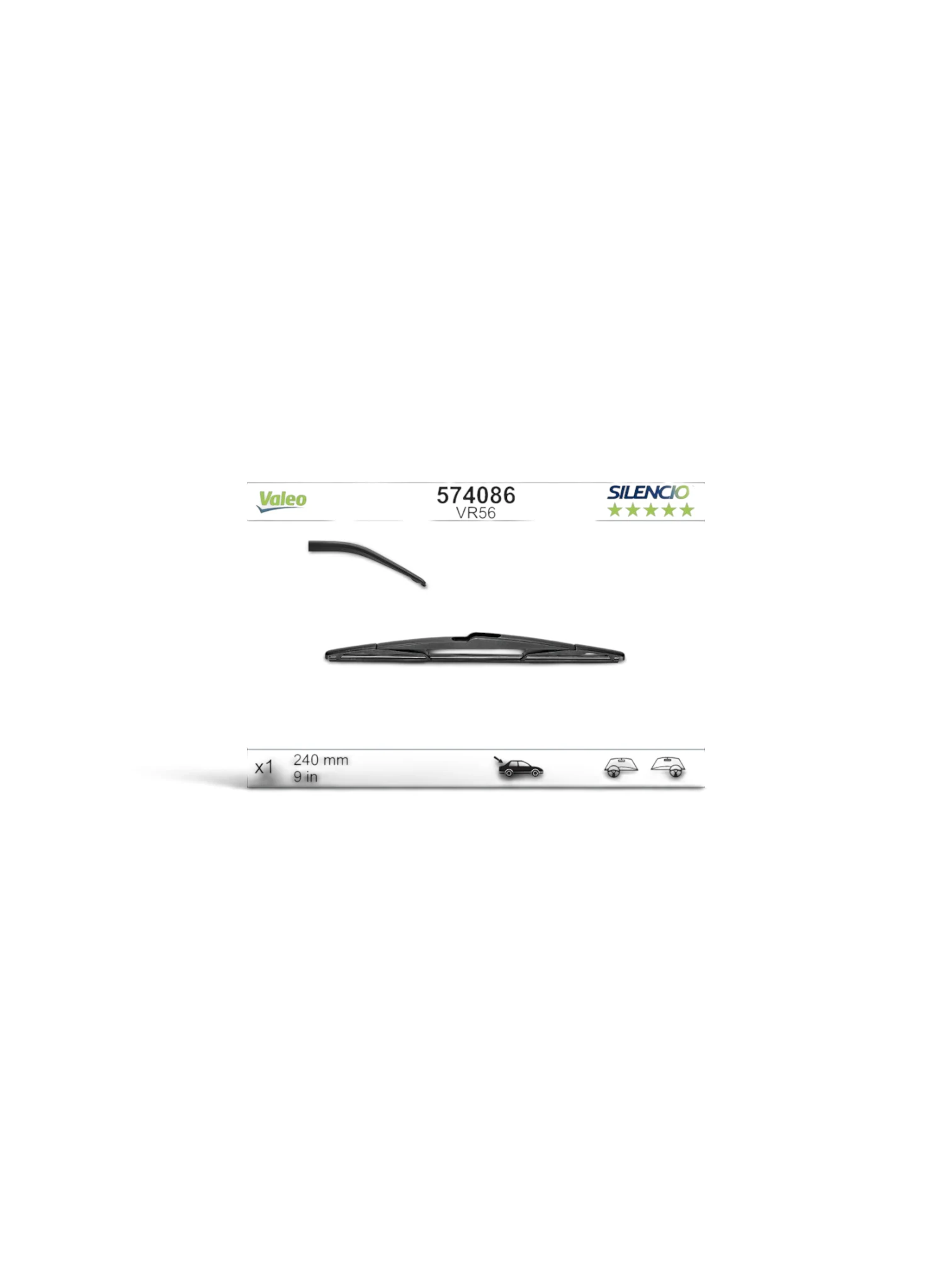 Ștergător Lunetă Valeo Silencio Rear 230 mm, Cadru Metalic