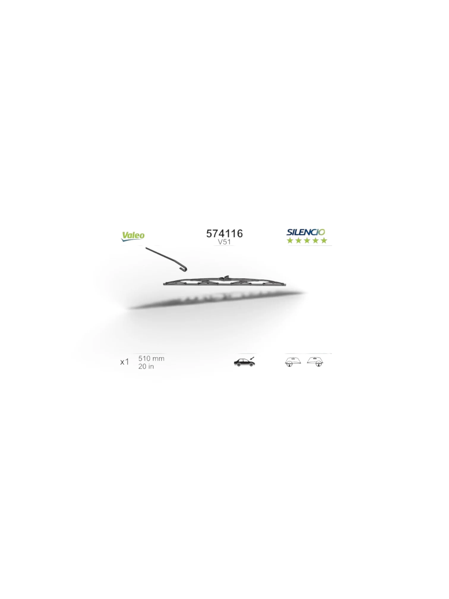Ștergător Parbriz Valeo Silencio 510 mm, Cadru Metalic