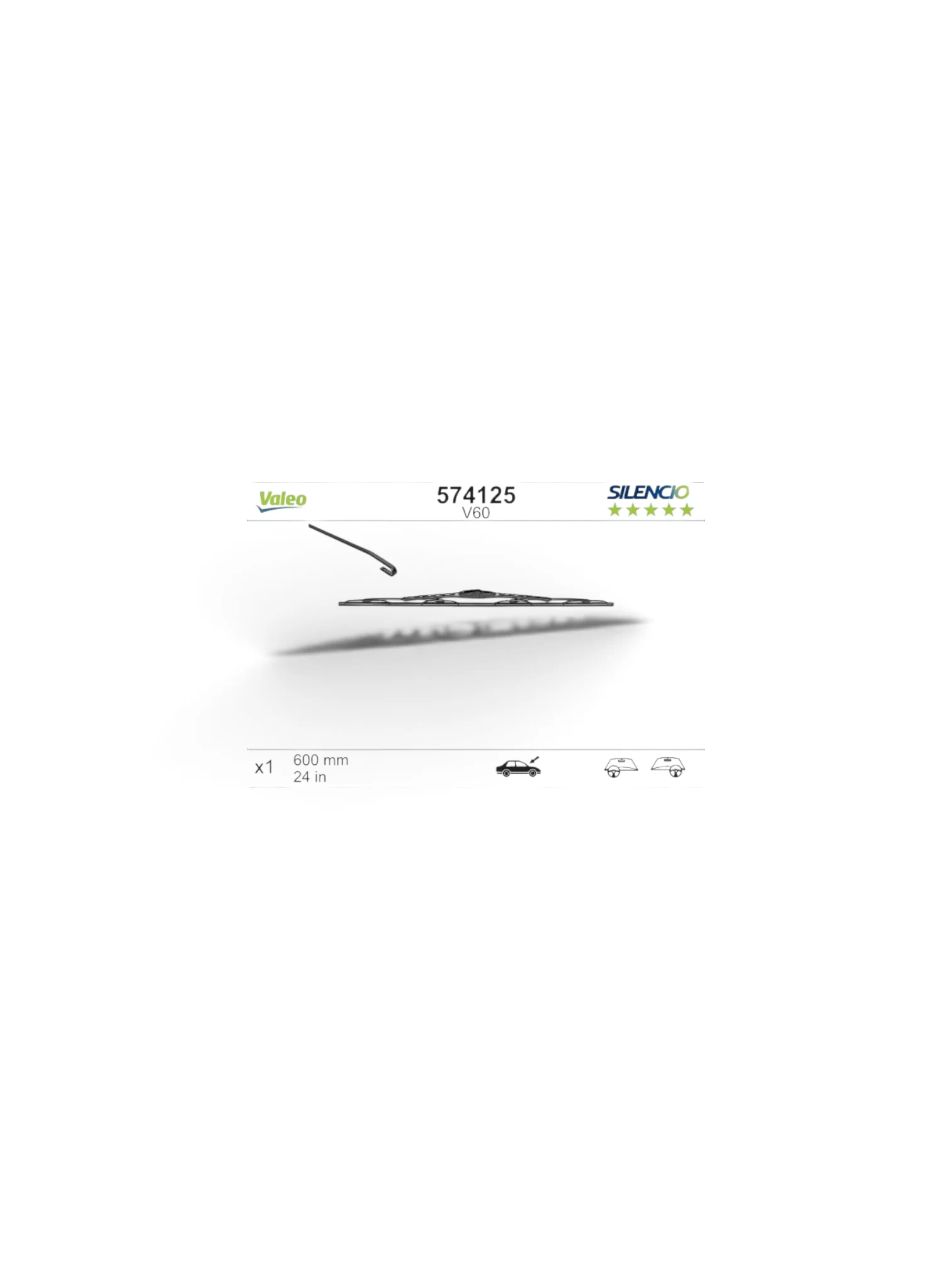 Ștergător Parbriz Valeo Silencio 600 mm, Cadru Metalic