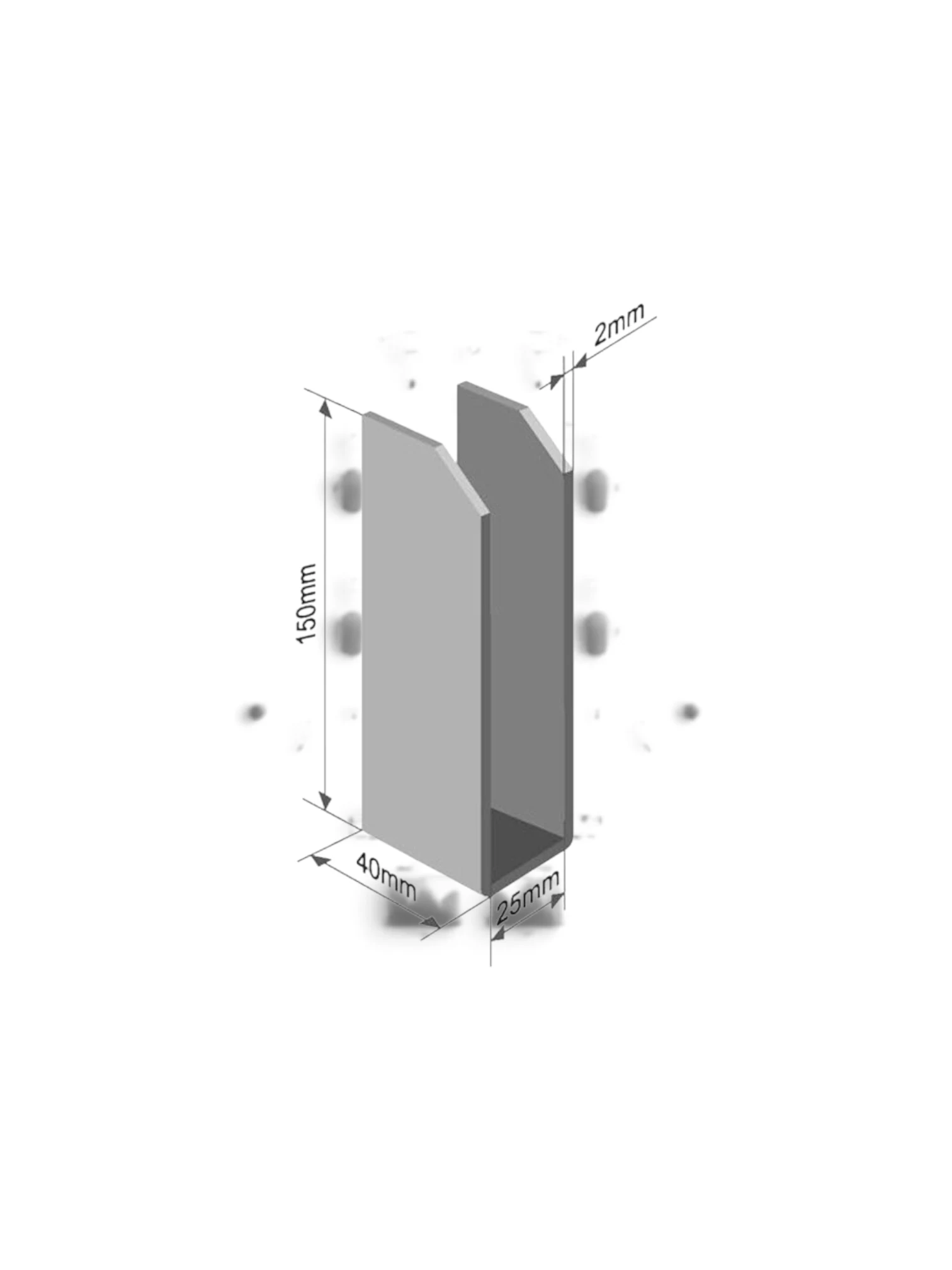 Suport stalp scandura traversa, sudabil, 40x25x150mm, Solus KDS25