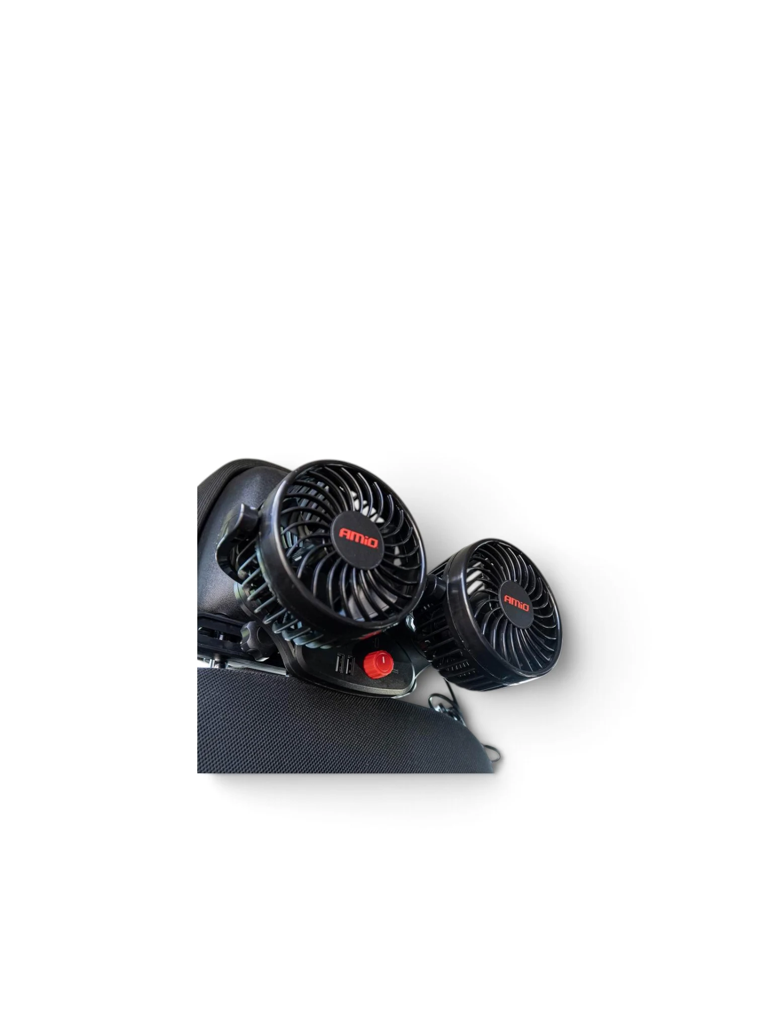 Ventilator dublu 12V, 2xfi10cm, 6.5W, prindere pe tetiera, cu 2 USB-uri, 2 viteze, PRO Series, 03009 Amio